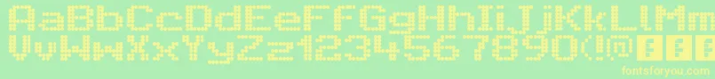 フォントCitaroVoorEnkeleHoogteBreed – 黄色の文字が緑の背景にあります