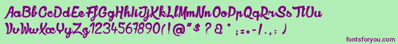 RookiesShowtimes Font – Purple Fonts on Green Background