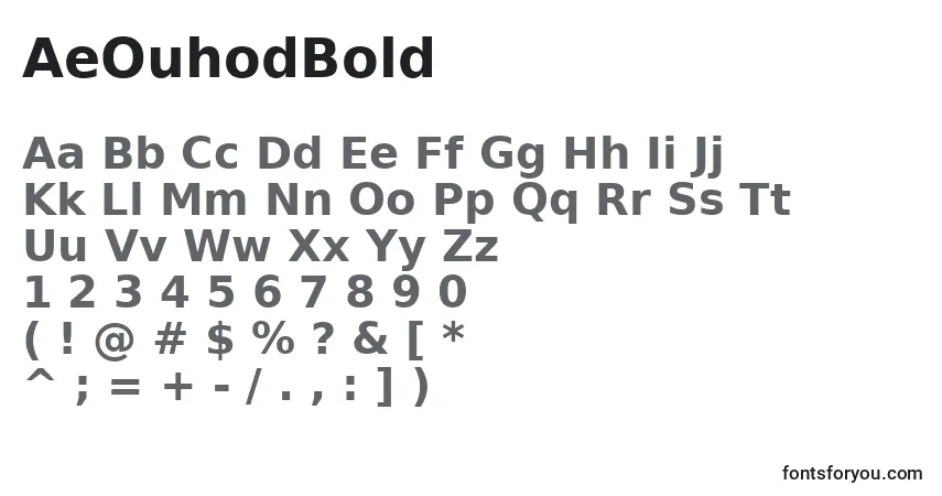 Шрифт AeOuhodBold – алфавит, цифры, специальные символы