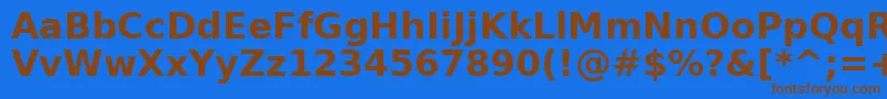 フォントAeOuhodBold – 茶色の文字が青い背景にあります。