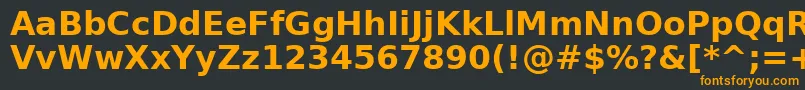 フォントAeOuhodBold – 黒い背景にオレンジの文字