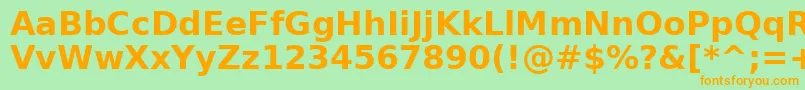 フォントAeOuhodBold – オレンジの文字が緑の背景にあります。