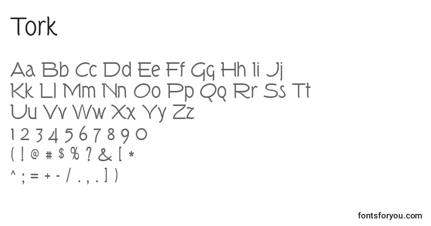 Schriftart Tork – Alphabet, Zahlen, spezielle Symbole