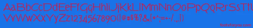 Tork-Schriftart – Rote Schriften auf blauem Hintergrund