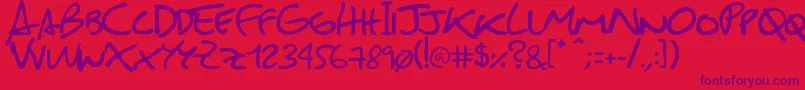 SebastianFont-Schriftart – Violette Schriften auf rotem Hintergrund