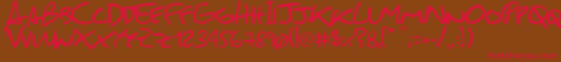 フォントSebastianFont – 赤い文字が茶色の背景にあります。