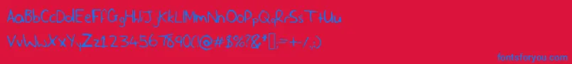 SlfHandwriting Font – Blue Fonts on Red Background