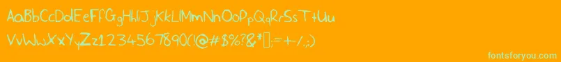 SlfHandwriting-Schriftart – Grüne Schriften auf orangefarbenem Hintergrund