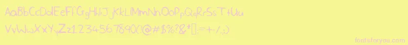 SlfHandwriting-fontti – vaaleanpunaiset fontit keltaisella taustalla