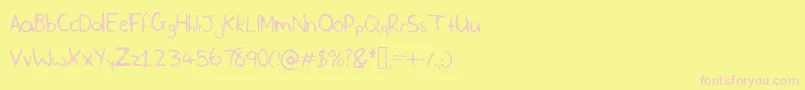 Fonte SlfHandwriting – fontes rosa em um fundo amarelo