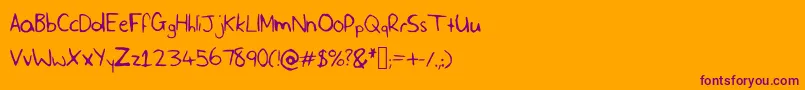 SlfHandwriting Font – Purple Fonts on Orange Background