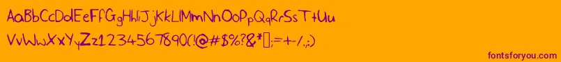 Fonte SlfHandwriting – fontes roxas em um fundo laranja