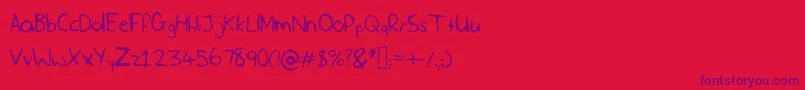SlfHandwriting Font – Purple Fonts on Red Background