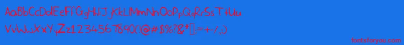 SlfHandwriting Font – Red Fonts on Blue Background