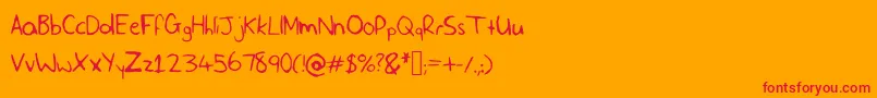 Шрифт SlfHandwriting – красные шрифты на оранжевом фоне