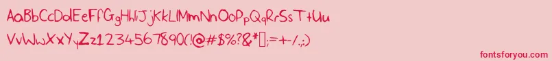 SlfHandwriting Font – Red Fonts on Pink Background