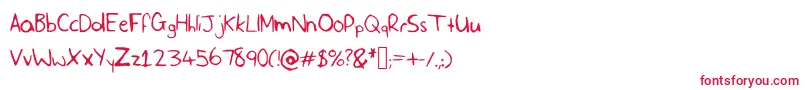 フォントSlfHandwriting – 白い背景に赤い文字