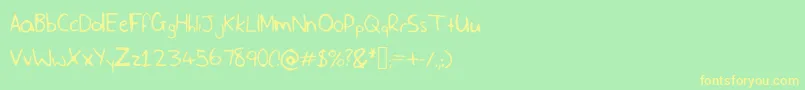 SlfHandwriting Font – Yellow Fonts on Green Background