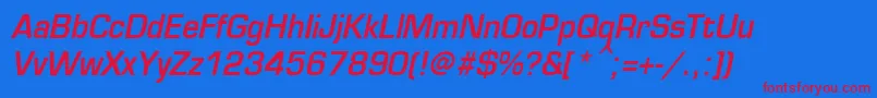 EurosecondBoldItalic Font – Red Fonts on Blue Background
