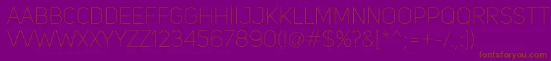 UniSansThin-Schriftart – Braune Schriften auf violettem Hintergrund