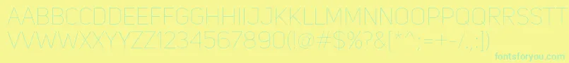 UniSansThin-Schriftart – Grüne Schriften auf gelbem Hintergrund