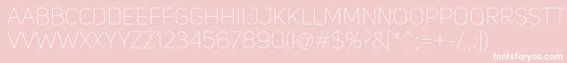 UniSansThin-Schriftart – Weiße Schriften auf rosa Hintergrund