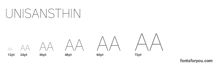 UniSansThin Font Sizes