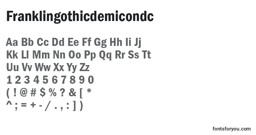 Шрифт Franklingothicdemicondc – алфавит, цифры, специальные символы