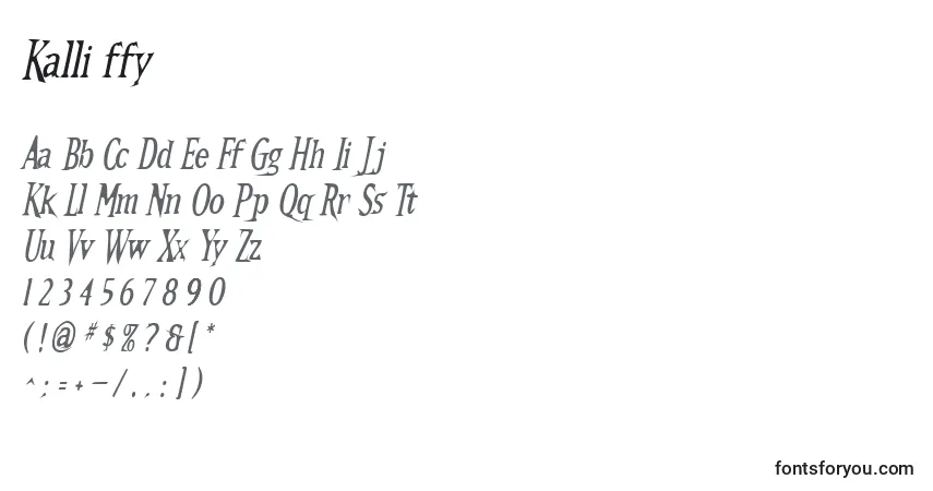 Czcionka Kalli ffy – alfabet, cyfry, specjalne znaki