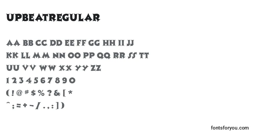 A fonte UpbeatRegular – alfabeto, números, caracteres especiais