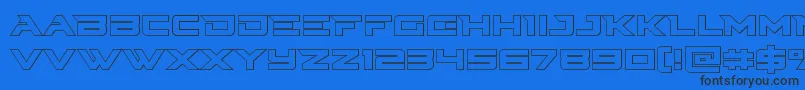 Cyberdyneout-Schriftart – Schwarze Schriften auf blauem Hintergrund
