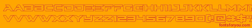 Cyberdyneout-Schriftart – Rote Schriften auf orangefarbenem Hintergrund