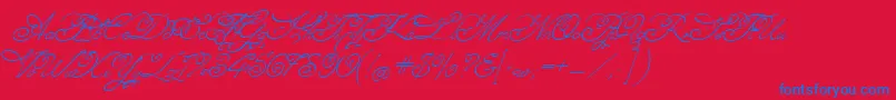 MissFajardose Font – Blue Fonts on Red Background