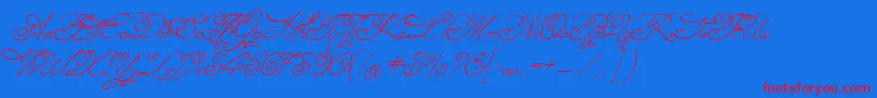 MissFajardose Font – Red Fonts on Blue Background