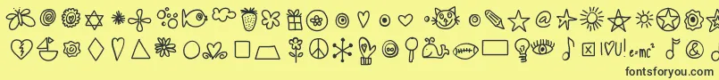 Saiba mais sobre a fonte Hellodoodles Fonte Hellodoodles – fontes pretas em um fundo amarelo
