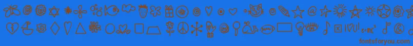 Lisätietoja Hellodoodles-fontista Hellodoodles-fontti – ruskeat fontit sinisellä taustalla