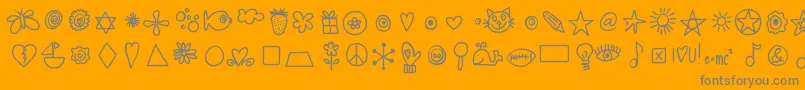 Hellodoodles-fontti – harmaat kirjasimet oranssilla taustalla
