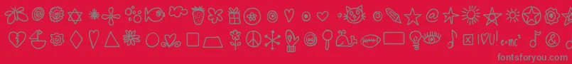 フォントHellodoodles – 赤い背景に灰色の文字
