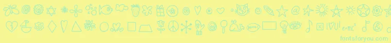 Fonte Hellodoodles – fontes verdes em um fundo amarelo