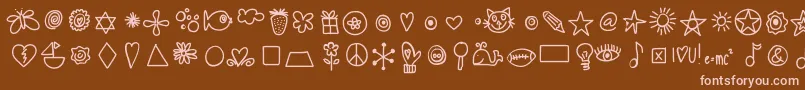 Czcionka Hellodoodles – różowe czcionki na brązowym tle