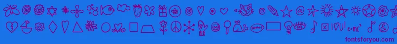 Hellodoodles Font – Purple Fonts on Blue Background
