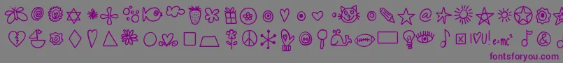 Czcionka Hellodoodles – fioletowe czcionki na szarym tle