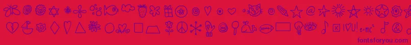 Hellodoodles Font – Purple Fonts on Red Background