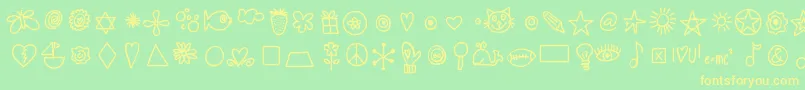 Hellodoodles Font – Yellow Fonts on Green Background
