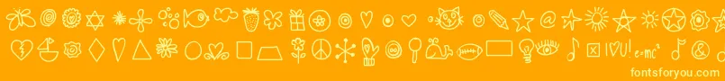 Więcej informacji o czcionce Hellodoodles Czcionka Hellodoodles – żółte czcionki na pomarańczowym tle