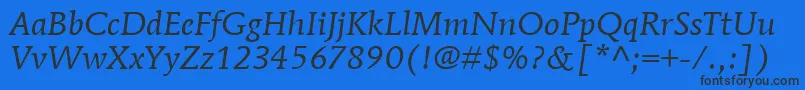 ItcMendozaRomanLtBookItalic Font – Black Fonts on Blue Background