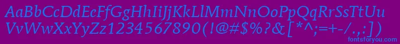 ItcMendozaRomanLtBookItalic Font – Blue Fonts on Purple Background