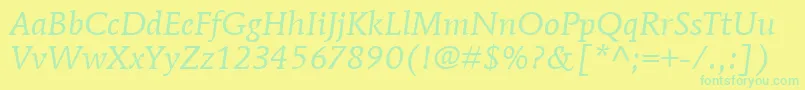 Шрифт ItcMendozaRomanLtBookItalic – зелёные шрифты на жёлтом фоне