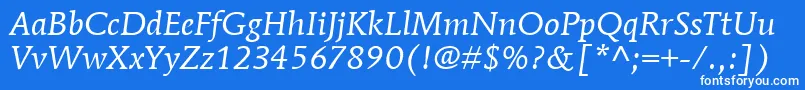 ItcMendozaRomanLtBookItalic Font – White Fonts on Blue Background