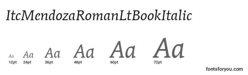 Размеры шрифта ItcMendozaRomanLtBookItalic